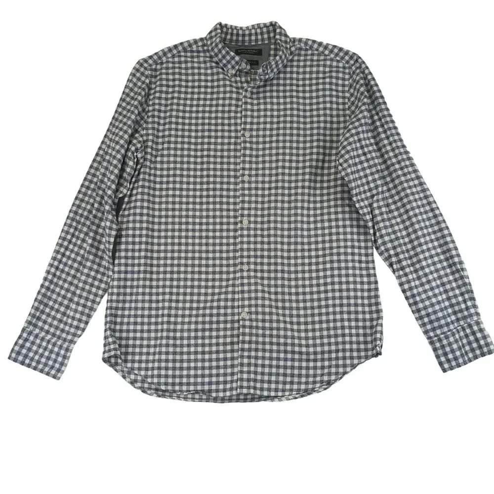 Banana Republic Camden Fit Luxe Flannel Button-down‎ Shirt Check Pattern Medium